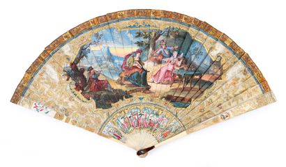 null The Peach Lunch, circa 1700-1720
Finely painted ivory fan of a country lunch...