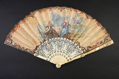 null Card players, circa 1740
Folded fan, the double sheet in painted skin of card...