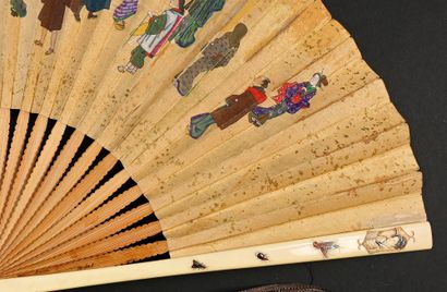 null Japanese figures of everyday life, circa 1890
Folded fan, the double sheet of...