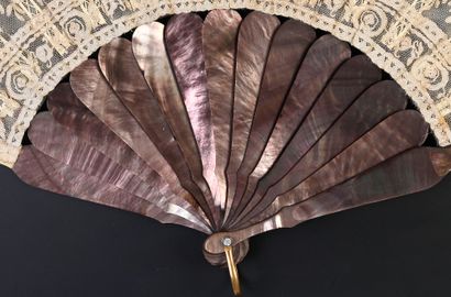 null Peacocks and butterflies, circa 1880
Folded fan, the tulle leaf decorated with...