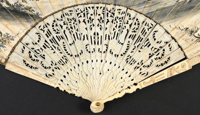 null Wedding, circa 1750
Folded fan, the leaf in skin, mounted in English and painted...