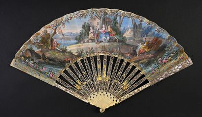 null Two Gallants for a Bird, ca. 1770
Folded fan, the skin sheet lined with paper,...