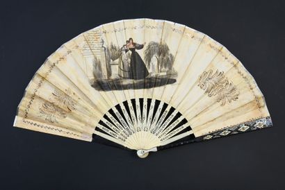 null The pain of absence, circa 1820
Folded fan, the paper sheet engraved and enhanced...