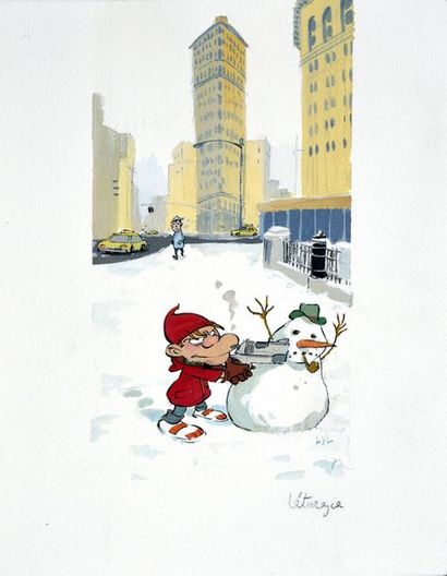 LETURGIE, Simon (1974) 
ILLUSTRATION SPOON & WHITE Snowman
Spoon Gouache on paper....
