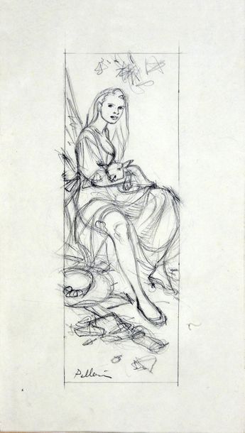 PELLERIN, Patrice (1955) 
THE SPIRIT.
Lead pencil representing the character of Agnes....
