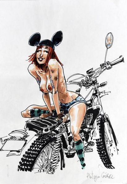 GÜREL, Philippe 
MICKEY EAR PIN UP Ink on paper. Signed lower right.
Size: 29,5 x...