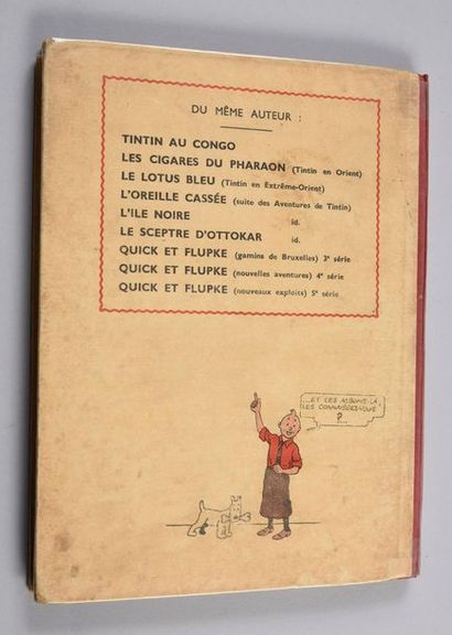 HERGÉ. TINTIN 03. TINTIN EN AMÉRIQUE.
EDITION 1939. A8.
Nom de Hergé en rouge.
Dos...