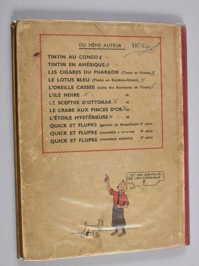 HERGÉ. TINTIN 07. L'ÎLE NOIRE EDITION DITE GRANDE IMAGE. CASTERMAN 1942. A 18.
Dos...