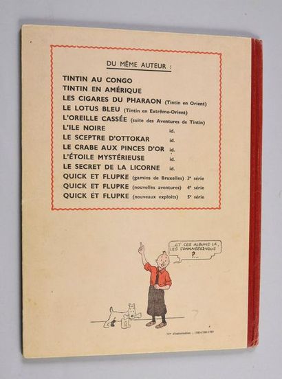 HERGÉ. TINTIN 07. L'ÎLE NOIRE PREMIÈRE ÉDITION EN COULEURS. CASTERMAN 1943. DOS ROUGE,...