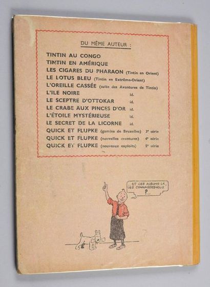 HERGÉ. TINTIN 09. LE CRABE AUX PINCES D'OR EDITION ORIGINALE COULEURS 1944. A23BIS...