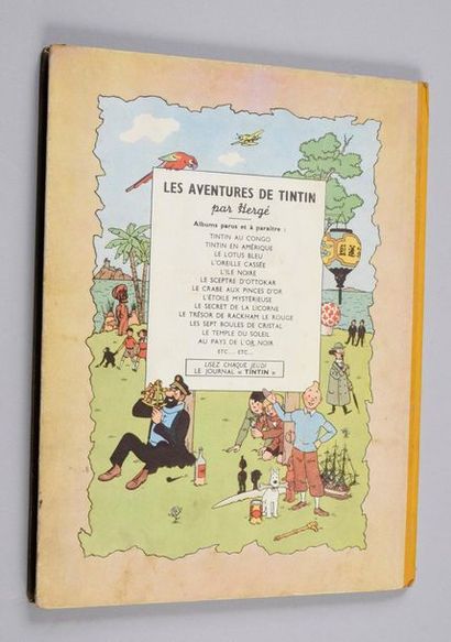 HERGÉ. TINTIN 15. AU PAYS DE L'OR NOIR ORIGINAL EDITION CASTERMAN 1950. B4. YELLOW...