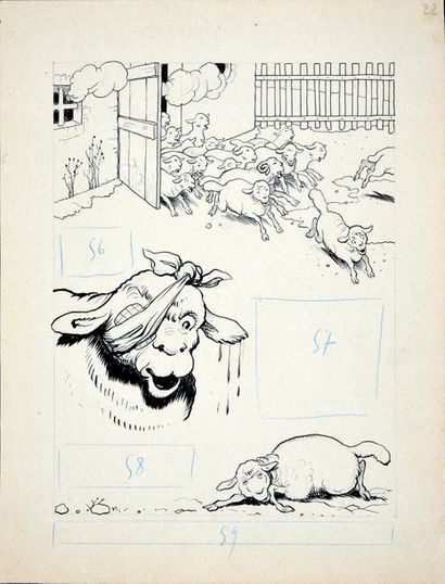 RABIER, Benjamin (1864-1939) 
THE SHEEP (1905)
Pencil, Indian ink and watercolour...
