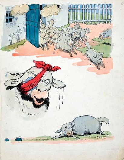 RABIER, Benjamin (1864-1939) 
THE SHEEP (1905)
Pencil, Indian ink and watercolour...