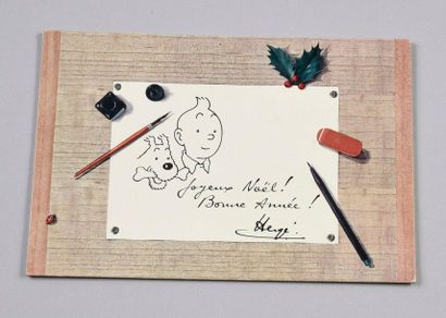 HERGÉ (Georges Rémi, dit - 1907 - 1983) 
GREETING CARD YEAR 1961/1962.
Cardboard...