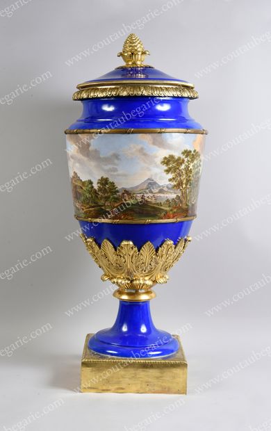 null LARGE COVERED VASE.
Imperial Manufactory, St Petersburg, 1825-1855. 
 In hard...