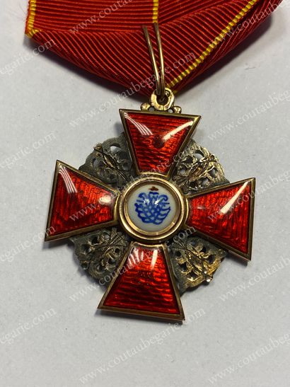 null ORDER OF SAINT ANNE (Russia). 
 Gold and enamel knight's cross, 3rd class model,...