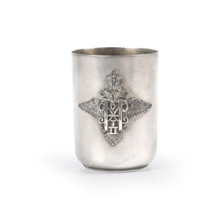 SMALL SILVER VODKA GLASS.
With applied decoration...
