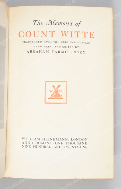 YARMOLINSKY Abraham. The Memoirs of count Witte, publié à Londres, aux Éditions William...