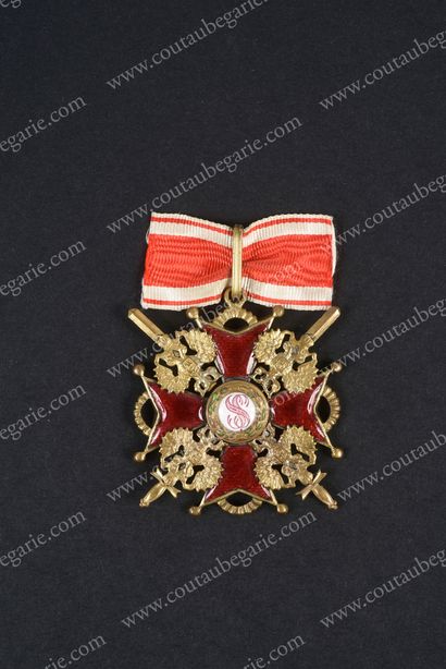 null ORDRE DE SAINT-STANISLAS (Russie).
Croix de 2e classe, en bronze doré, avec...