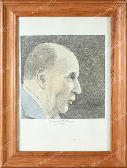 LE-TAN Pierre (1950-2019). 
Profile portrait of President François Mitterrand (1916-1995)....