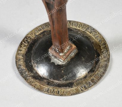  AUTEL CROSS. Gilt bronze mounting with cloisonné polychrome enamel decoration, resting...