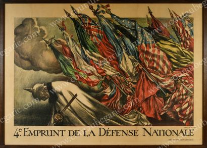 FAIVRE Jules-Abel (1867-1945). Les drapeaux alliés assommant e Kaiser Guillaume II...
