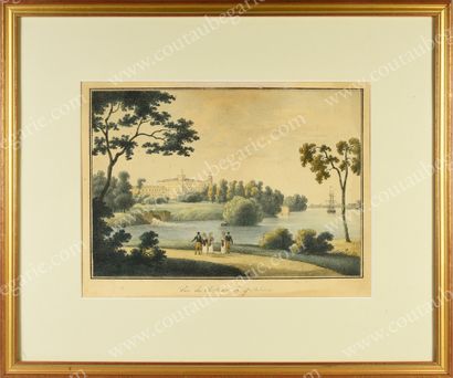 Ecole russe du XIXe siecle. View of the Gatchina castle.
Lithograph enhanced with...