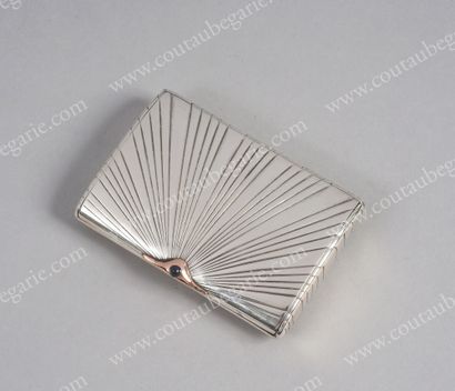 SILVER CIGARETTES CASE. Rectangular and curved,...