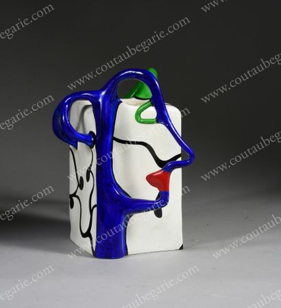 SAINT PHALLE Niki de (1930-2002). Vase with two profiles. Painted resin, edition...