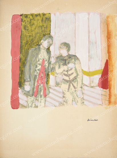 BRIANCHON Maurice (1899-1979). Dorante et Arlequin, valet d'Araminte dans «Les Fausses...