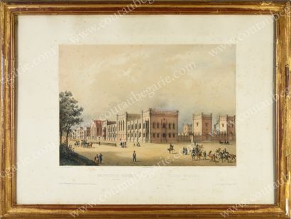 École française du XIXe siècle. Views of the imperial stables at Peterhof.
Coloured...