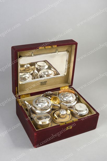 TRAVELLING TEA SERVICE IN UNI SILVER.
FROM...