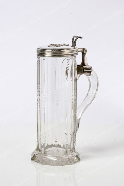 null LARGE COVERED MUG. 
 By VERLIN, St. Petersburg, before 1896.
In cut crystal,...