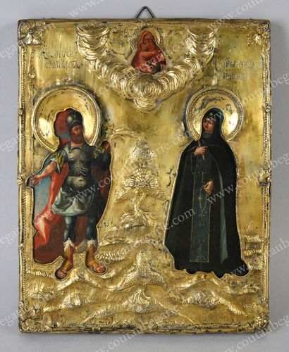  SAINT ANDRÉ AND SAINTE EUDOXIE. Surmounted by the Holy Virgin and Child. Russian...