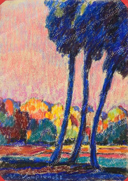 LARIANOFF Michel Feodorovitch (1881-1964). The trees. Pastel on paper, signed lower...