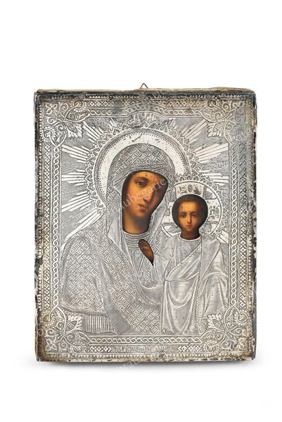 null HOLY MOTHER OF GOD OF KAZAN.
Russian icon, tempera on wood, preserved under...
