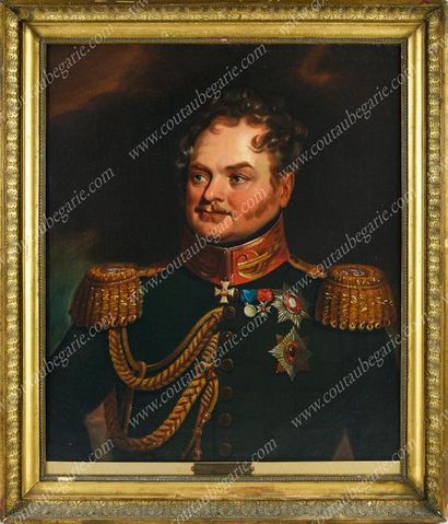 ÉCOLE RUSSE DU XIXe SIÈCLE. 
Portrait du comte général de Lambert (1773-1843) en...