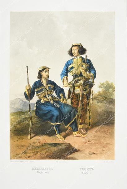 LAURENS Jules (1825-1901). 
Types de soldats caucasiens (Mingrélien et Gouriel)
Belle...