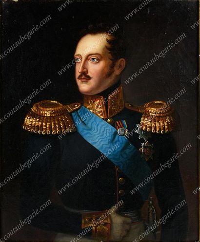 ÉCOLE RUSSE DU XIXe SIÈCLE VERS 1830. 
Portrait de l'empereur Nicolas Ier de Russie...