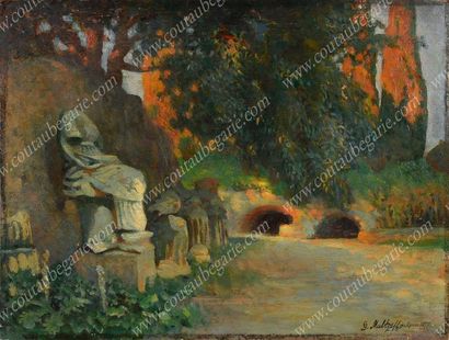 MALTZEFF Gregory Pavlovitch (1881-1953). 
Ruines romaines dans un parc.
Huile sur...