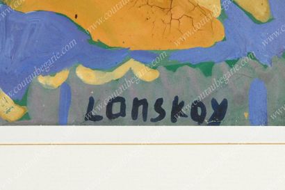 LANSKOY André (1902-1976). 
Scène abstraite.
Gouache sur carton signée par l'artiste...