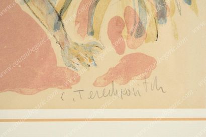 *TERECHKOVITCH Kostia (1902-1978). 
Jeune fille au balcon.
Lithographie signée par...