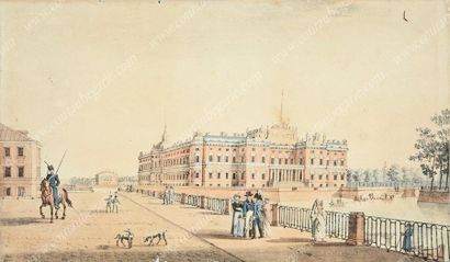 PATERSEN Benjamin (1748-1815). 
Le palais Michel vu du quai de la Fontanka, à Saint-Pétersbourg.
Lithographie...