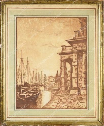 BELOBORODOFF André (1886-1965). 
Vue d'un canal à Venise.
Xylographie signée en bas...