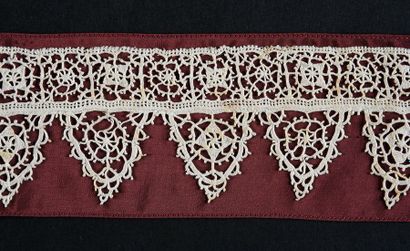 null Two borders, needle, Italy, early 17th century.
A border and an in-between in...