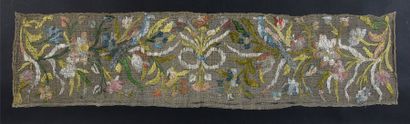 Rare panel in polychrome Buratto with birds,...
