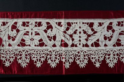 null Milan lace, bobbins, late 17th century.
Two yokes or cuffs, decorated in mirror...