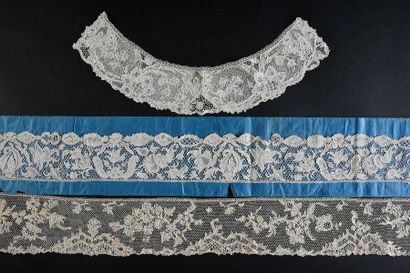 null Needle lace, Argentella and Sedan, France, 1st half of the 18th century.
Two...