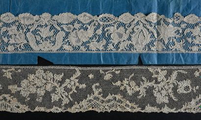 null Needle lace, Argentella and Sedan, France, 1st half of the 18th century.
Two...