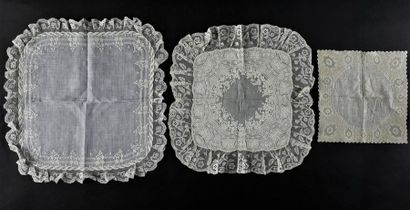 null Three finely embroidered handkerchiefs, 19th century.
In linnen, hand thread...